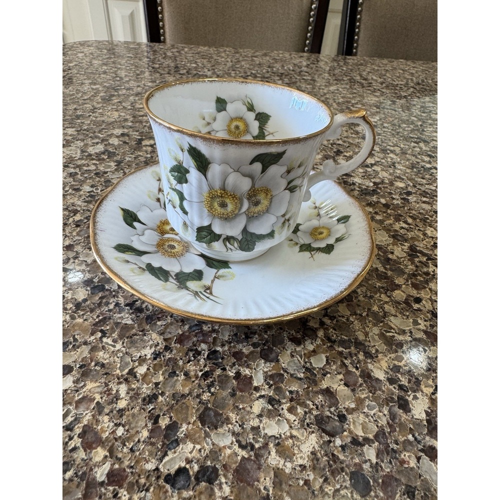 Queens Rosina Fine Bone China Centenary Year Floral Teacup & Saucer England VTG‎